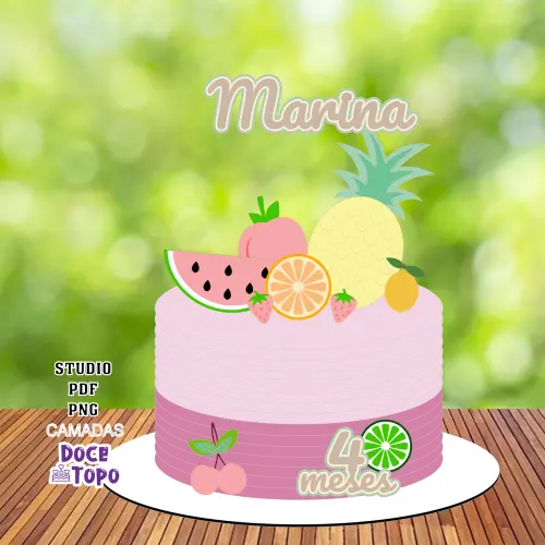 Topo de Bolo Frutinhas 01 Studio/PDF/PNG