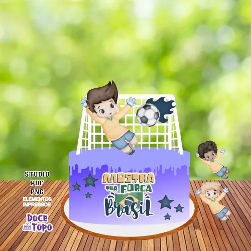 Topo de Bolo Futebol Brasil 01 Studio/PDF/PNG