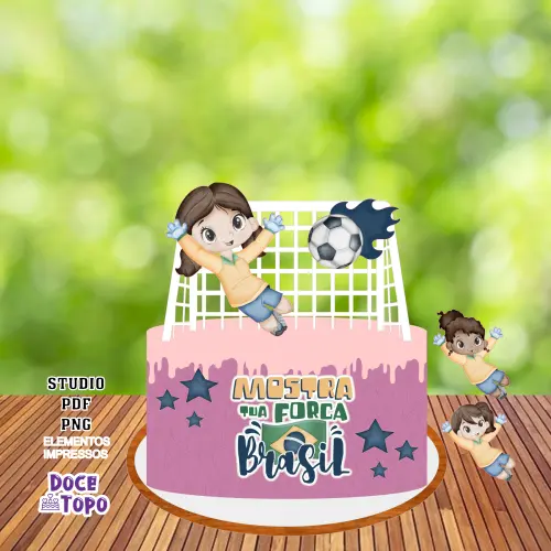 Topo de Bolo Futebol Brasil 02 Studio/PDF/PNG