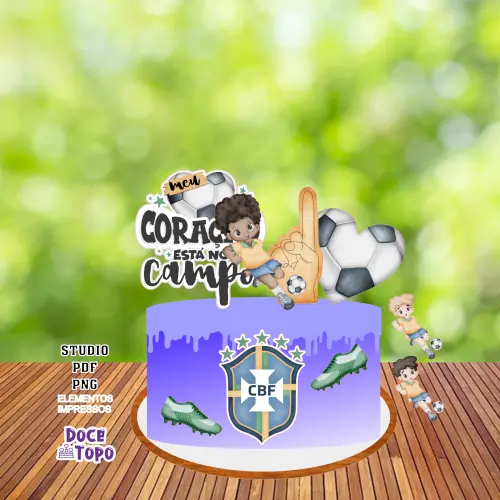 Topo de Bolo Futebol Brasil 03 Studio/PDF/PNG