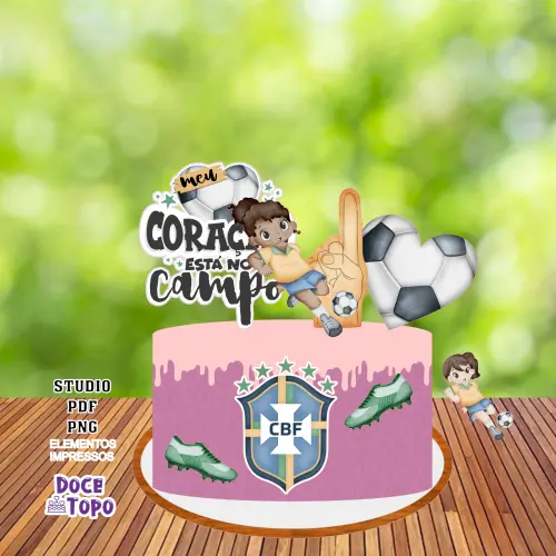 Topo de Bolo Futebol Brasil 04 Studio/PDF/PNG