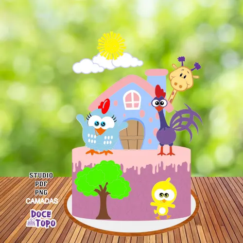 Topo de Bolo Galinha Pintadinha Mini Studio/PDF/PNG