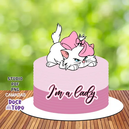 Topo de Bolo Gatinha Marie 01 Studio/PDF/PNG