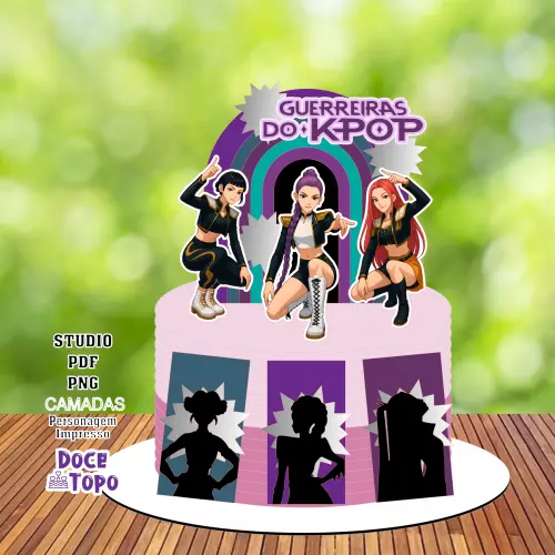 Topo de Bolo Guerreiras do K-Pop 03 Studio/PDF/PNG