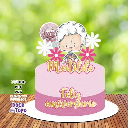 Topo de Bolo Avó 05 Studio/PDF/PNG