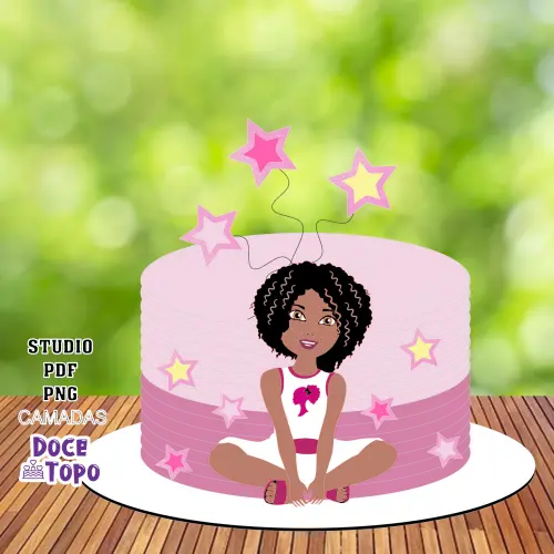 Topo de Bolo Barbie 20 Studio/PDF/PNG