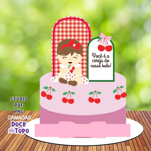 Topo de Bolo Cerejinha 01 Studio/PDF/PNG