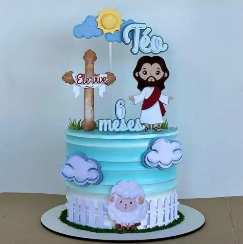 Topo de Bolo Cristão 12 - Ovelhinha Studio/PDF/PNG