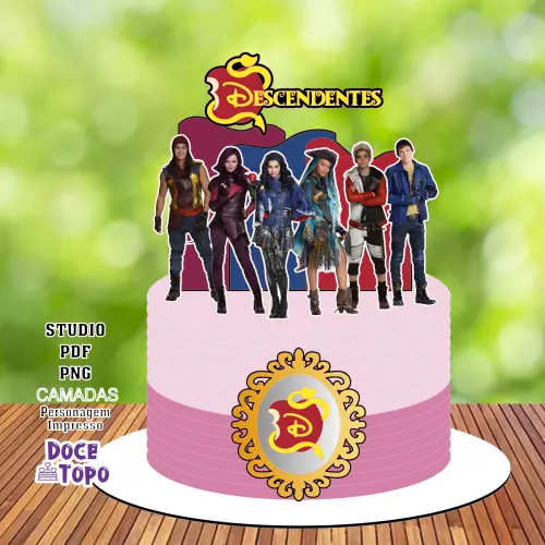 Topo de Bolo Descendentes 01 Studio/PDF/PNG