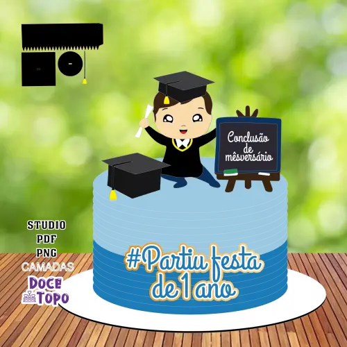 Topo de Bolo Formatura Mesversário 02 Studio/PDF/PNG