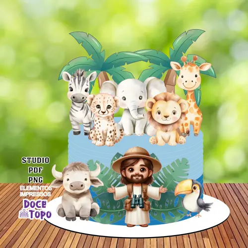 Topo de Bolo Cristão Safari do Senhor 01 Studio/PDF/PNG