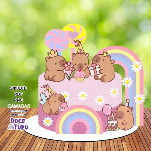 Topo de Bolo Capivara 06 Studio/PDF/PNG