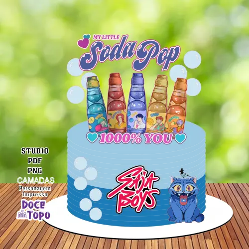 Topo de Bolo Saja Boys 02 - Soda Pop Studio/PDF/PNG