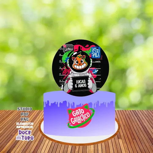 Topo de Bolo Gato Galactico 02 Studio/PDF/PNG