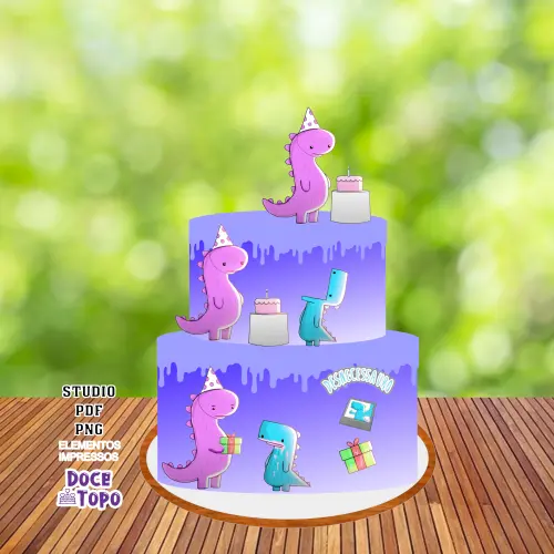 Topo de Bolo Gato Galactico Desnecessauro Studio/PDF/PNG