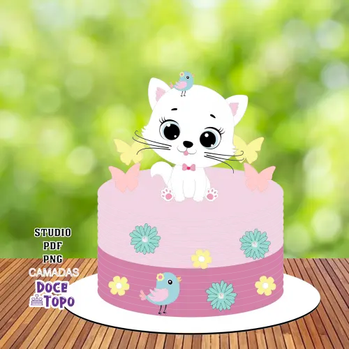 Topo de Bolo Gatinhos 05 Studio/PDF/PNG