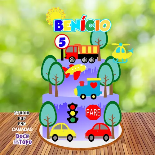 Topo de Bolo Carrinhos 06 Studio/PDF/PNG