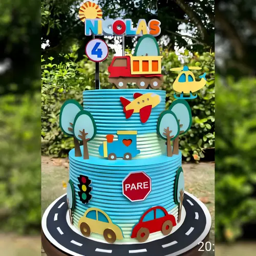 Topo de Bolo Carrinhos 06 Studio/PDF/PNG