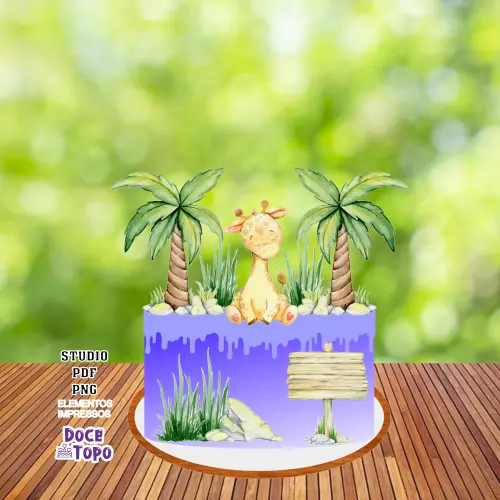 Topo de Bolo Girafinha 01 Studio/PDF/PNG