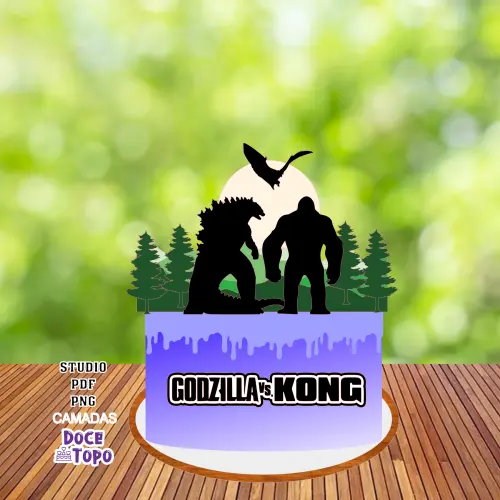 Topo de Bolo Godzilla vs Kong 03 Studio/PDF/PNG