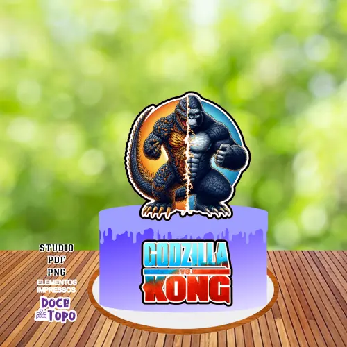 Topo de Bolo Godzilla vs Kong 04 Studio/PDF/PNG
