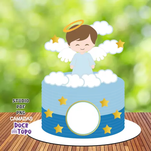Topo de Bolo Batizado 19 Studio/PDF/PNG