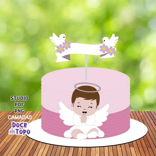 Topo de Bolo Batizado 14 Studio/PDF/PNG