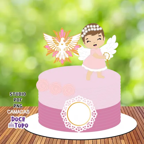Topo de Bolo Batizado 37 Studio/PDF/PNG