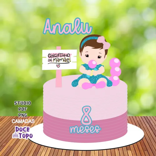 Topo de Bolo Bebê Chicletinho da Mamãe Studio/PDF/PNG