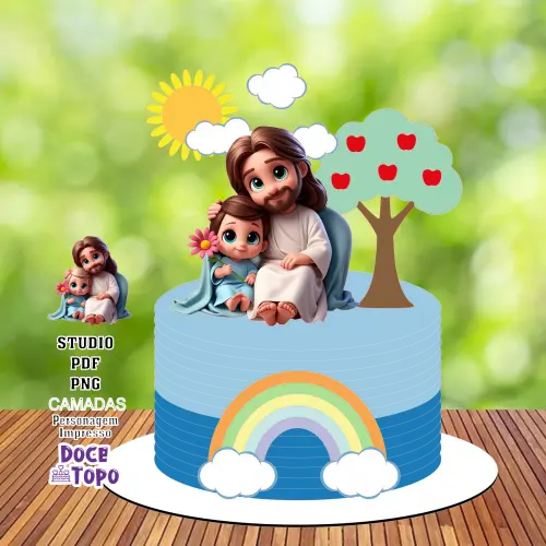 Topo de Bolo Cristão Menino 01 Studio/PDF/PNG