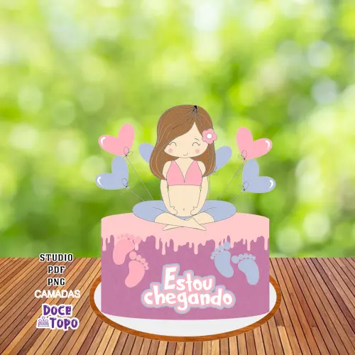 Topo de Bolo Grávida 01 Studio/PDF/PNG