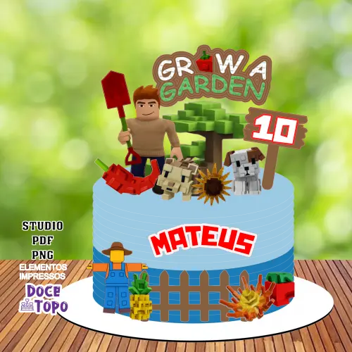 Topo de Bolo Grow a Garden 01 Studio/PDF/PNG