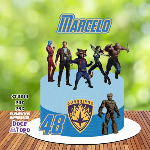 Topo de Bolo Guardiões da Galáxia 01 Studio/PDF/PNG