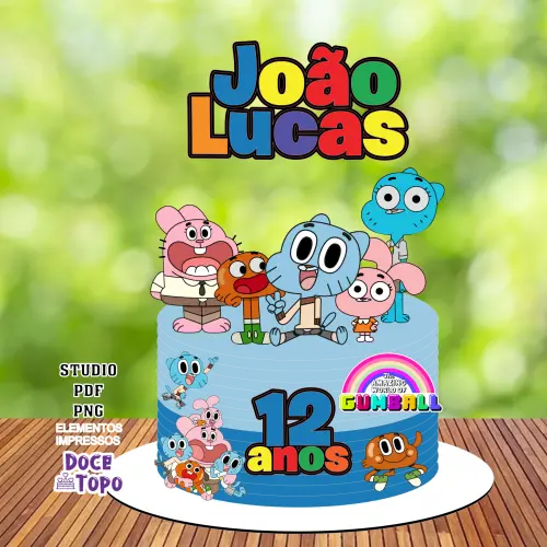 Topo de Bolo Gumball 01 Studio/PDF/PNG