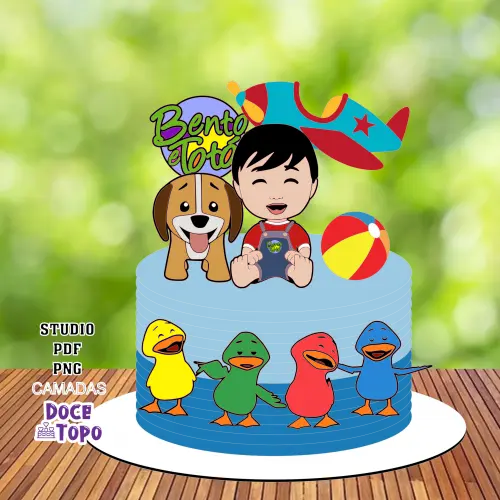 Topo de Bolo Bento e Totó 04 Studio/PDF/PNG