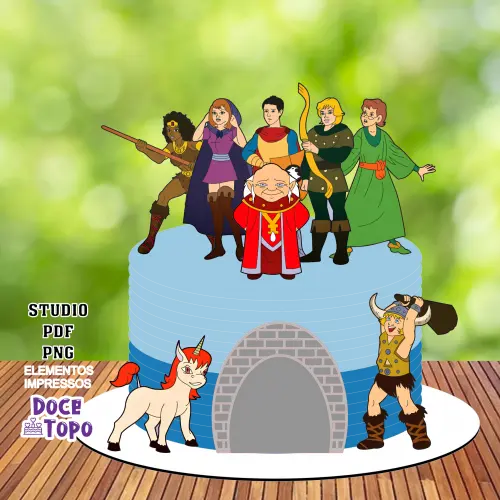 Topo de Bolo Caverna do Dragão 01 Studio/PDF/PNG