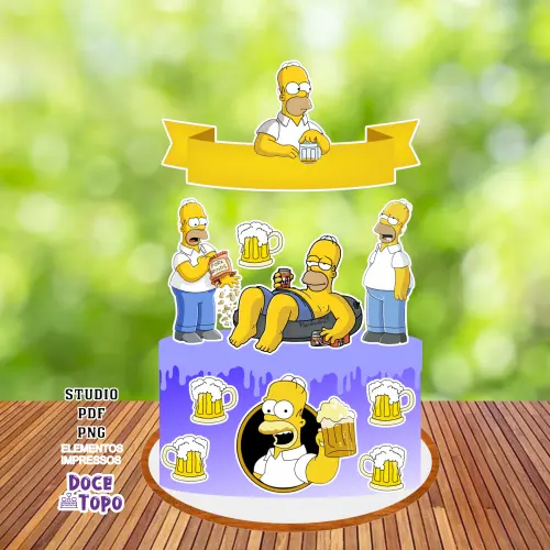 Topo de Bolo Homer Simpson 01 Studio/PDF/PNG