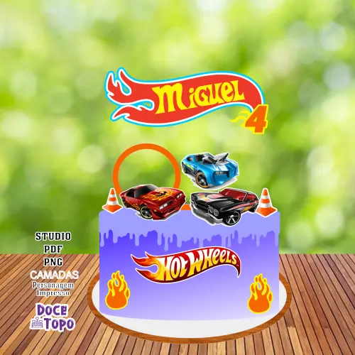 Topo de Bolo Hotwheels 01 Studio/PDF/PNG