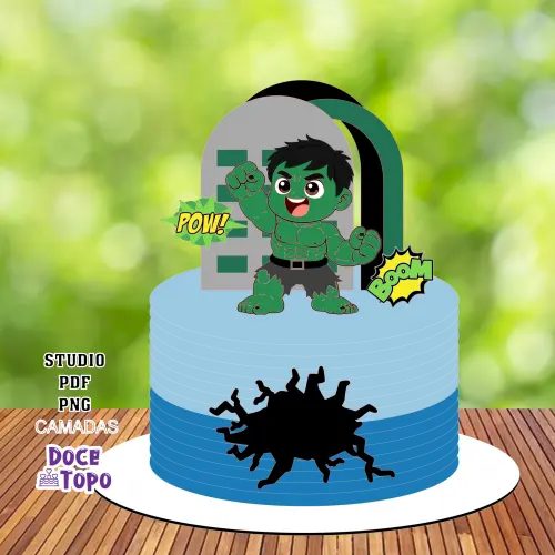 Topo de Bolo Hulk Baby 01 Studio/PDF/PNG