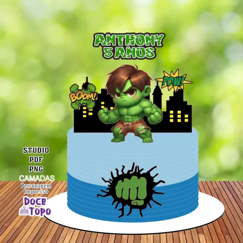 Topo de Bolo Hulk Baby 02 Studio/PDF/PNG