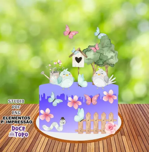 Topo de Bolo Jardim Encantado 01 Studio/PDF/PNG