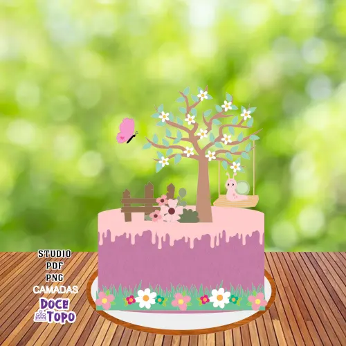 Topo de Bolo Jardim Encantado 04 Studio/PDF/PNG