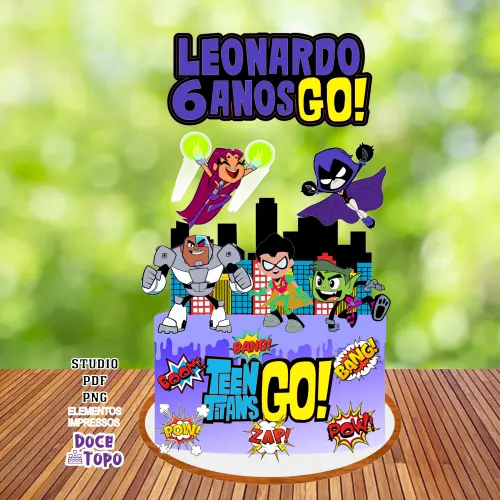 Topo de Bolo Jovens Titans 01 Studio/PDF/PNG