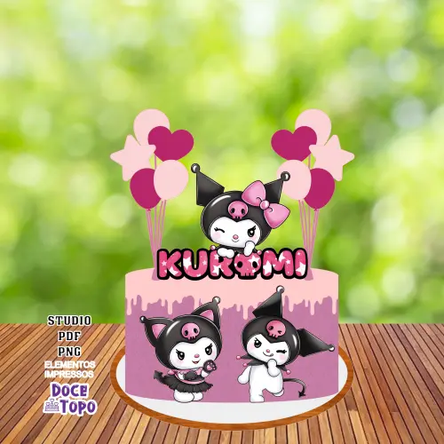 Topo de Bolo Kuromi 01 Studio/PDF/PNG