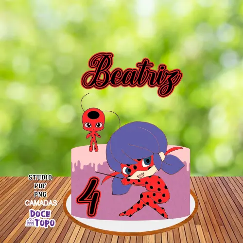 Topo de Bolo LadyBug 01 Studio/PDF/PNG