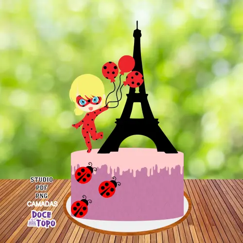 Topo de Bolo LadyBug 02 Studio/PDF/PNG