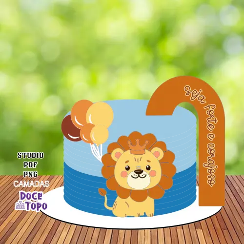 Topo de Bolo Leãozinho 04 Studio/PDF/PNG