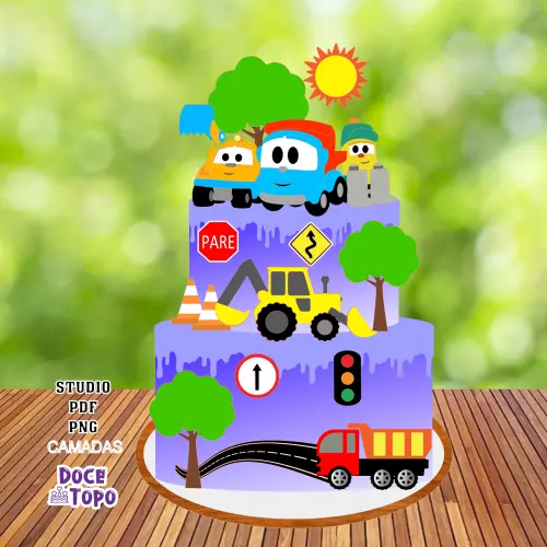 Topo de Bolo Léo o Caminhão 03 Studio/PDF/PNG