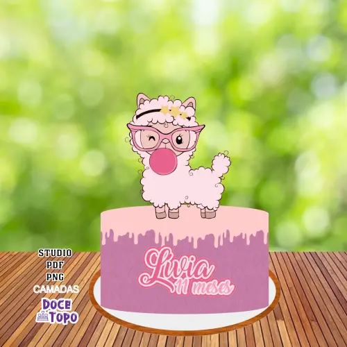 Topo de Bolo Lhama 01 Studio/PDF/PNG