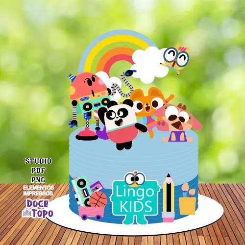 Topo de Bolo Lingo Kids 01 Studio/PDF/PNG